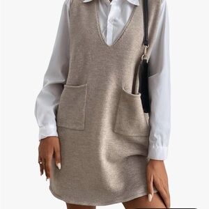 Tan Sleeveless Sweater Dress for layering. Size Large